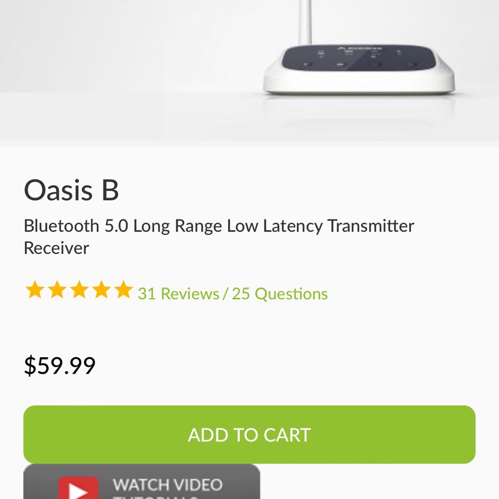 Oasis B Audio transmitter and receiver